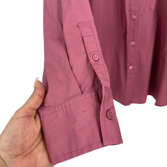 A New Day Womens Long-Sleeve Button-Down Shirt Size L Cotton Blend Rose Pink - Picture 6 of 10